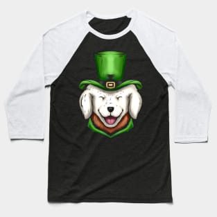 Cute White Dog Golden Retriever Green Hat St Patricks Day Baseball T-Shirt